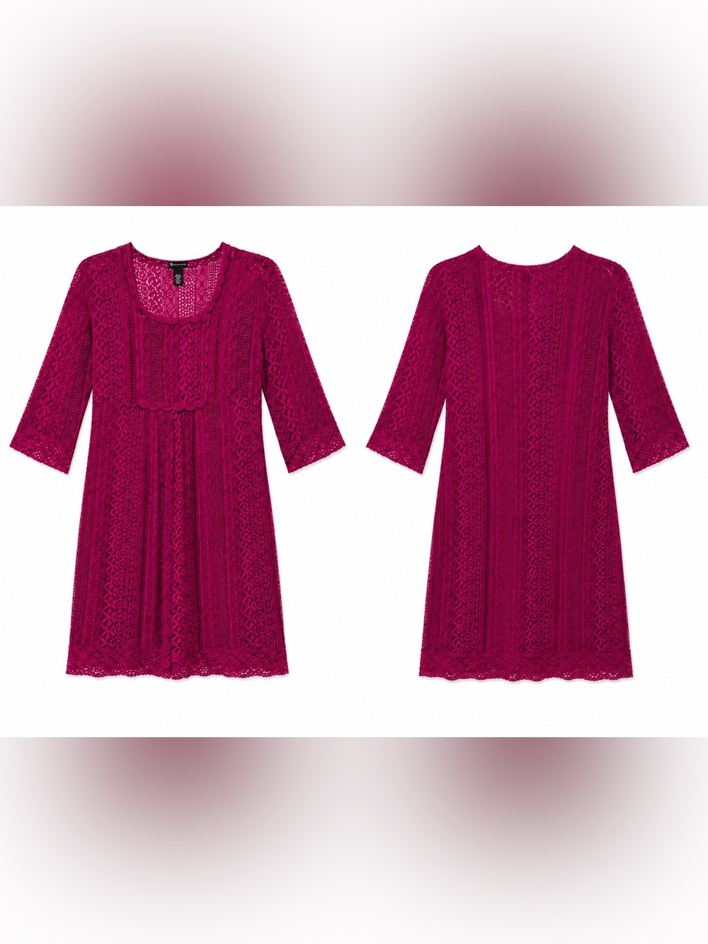 New Directions Hot Pink Lace Overlay Dress